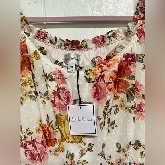 Premier Amour Womens 3/4 Sleeve Floral Fit +Flare Dress Size 12 - Picture 3 of 6